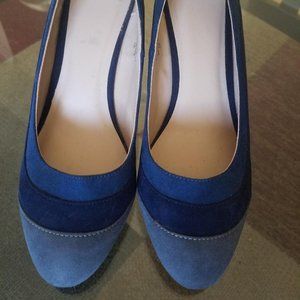 Multi-color Blue Wedge Heels